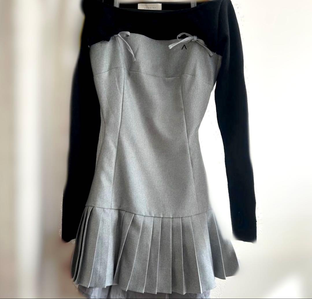 andmary karen knit set mini dress グレー オンライン で 販売