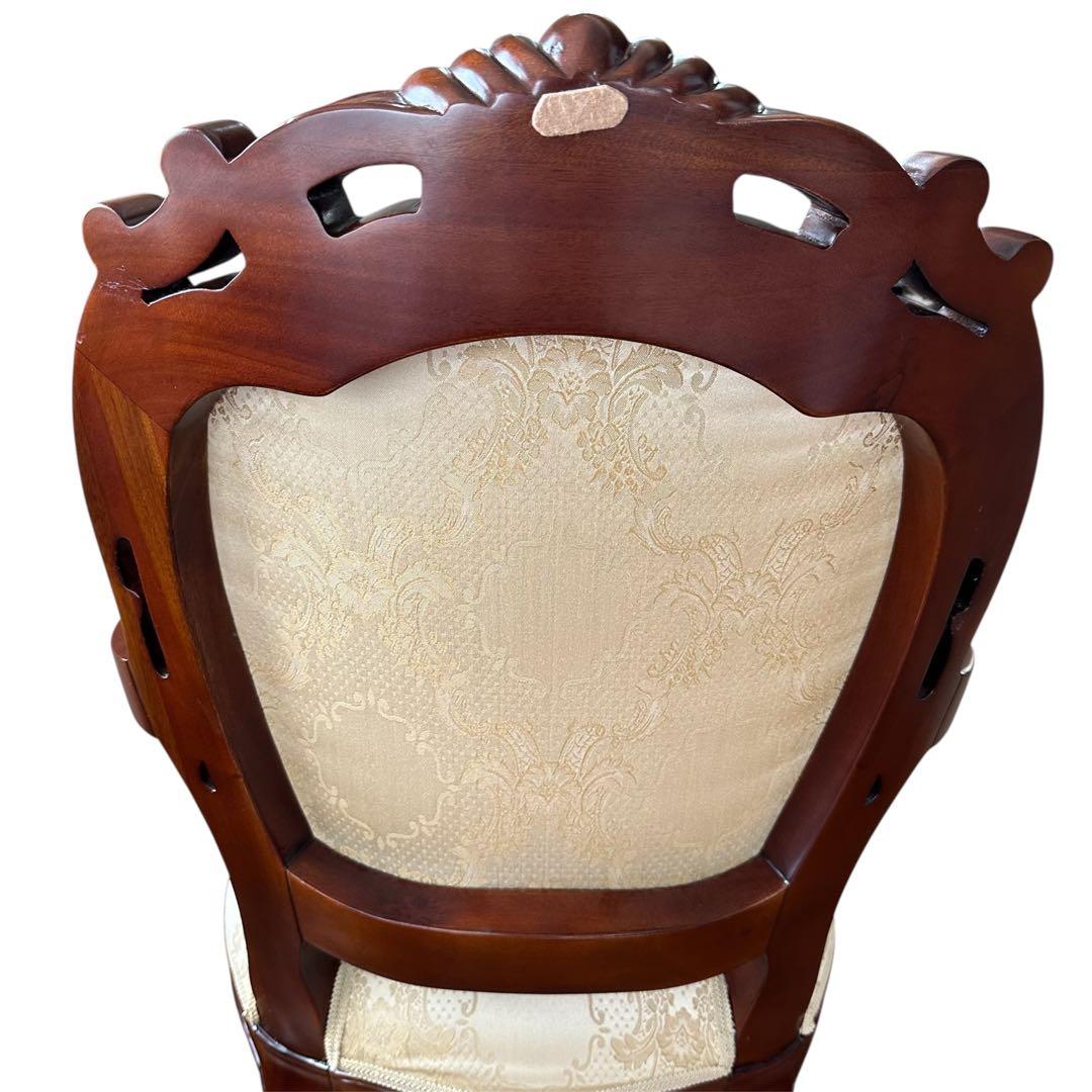 クロシオ フランシスカ チェア 肘付 アンティーク調 ブラウン 猫脚 ロココ調