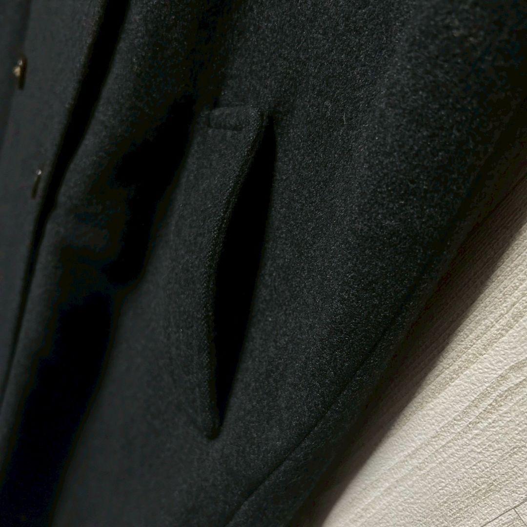 ルーニィ ウール アンゴラ ロングコート ダブルブレスト L 黒 ブラック 上品