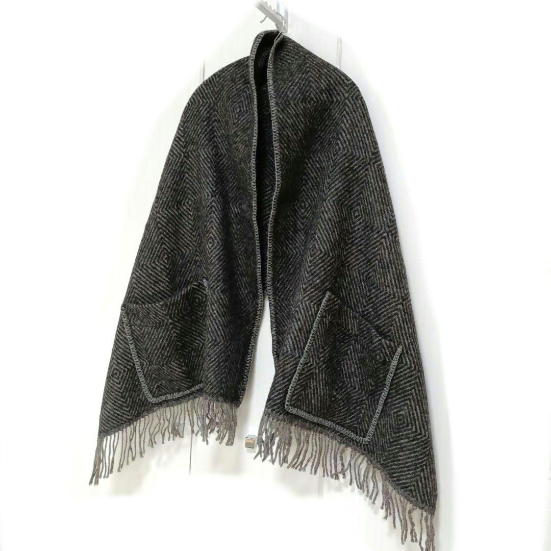 ラプアン カンクリ MARIA ポケットショール ブラック グレー ウール