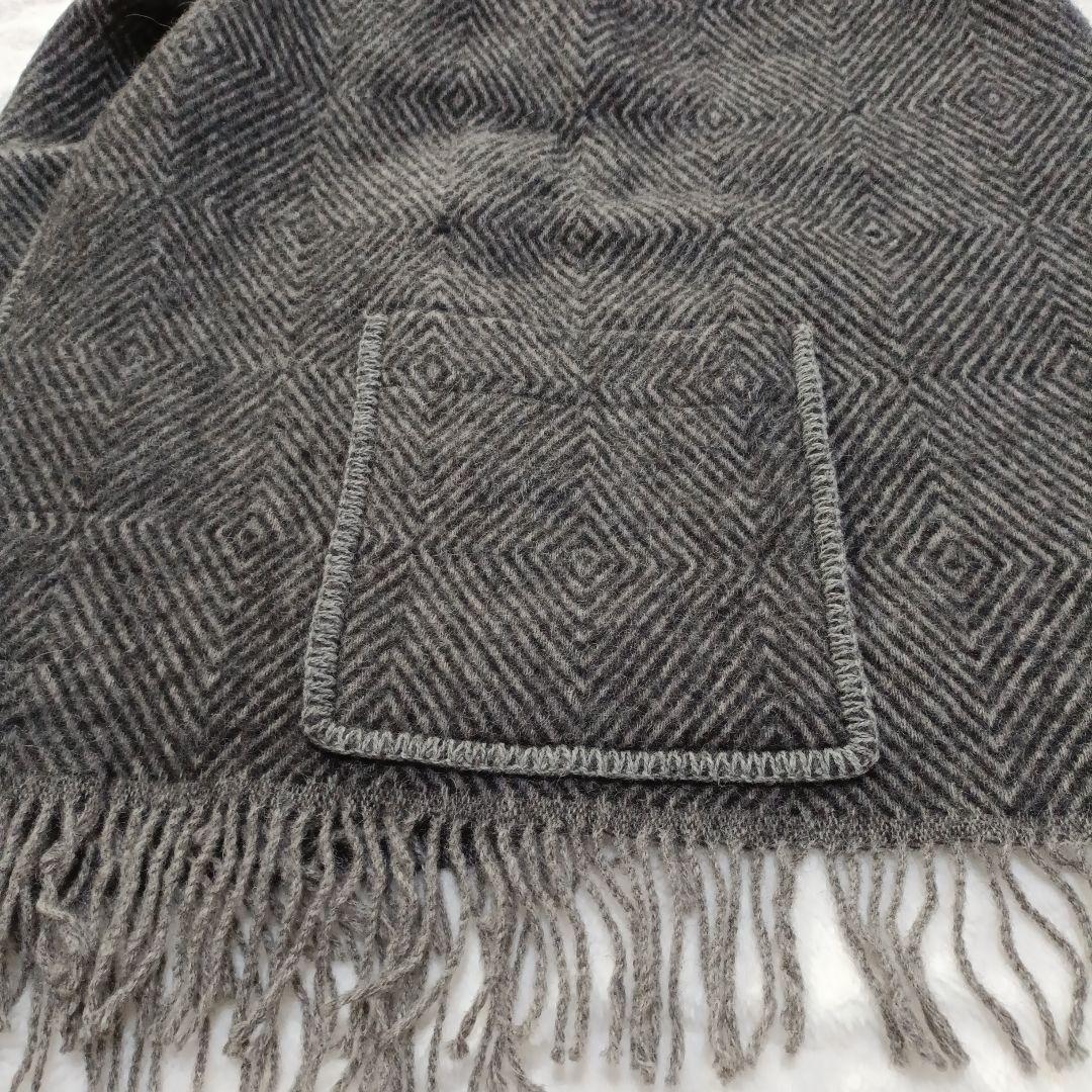 ラプアン カンクリ MARIA ポケットショール ブラック グレー ウール