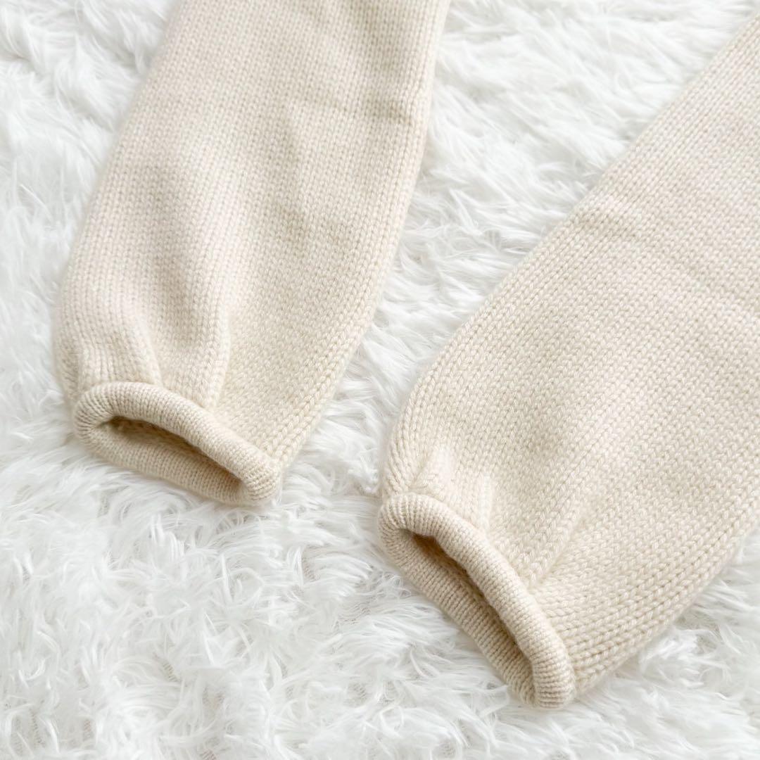 Kitamura カシミヤ100% 襟付きニットワンピース 牛革ボタン Aライン