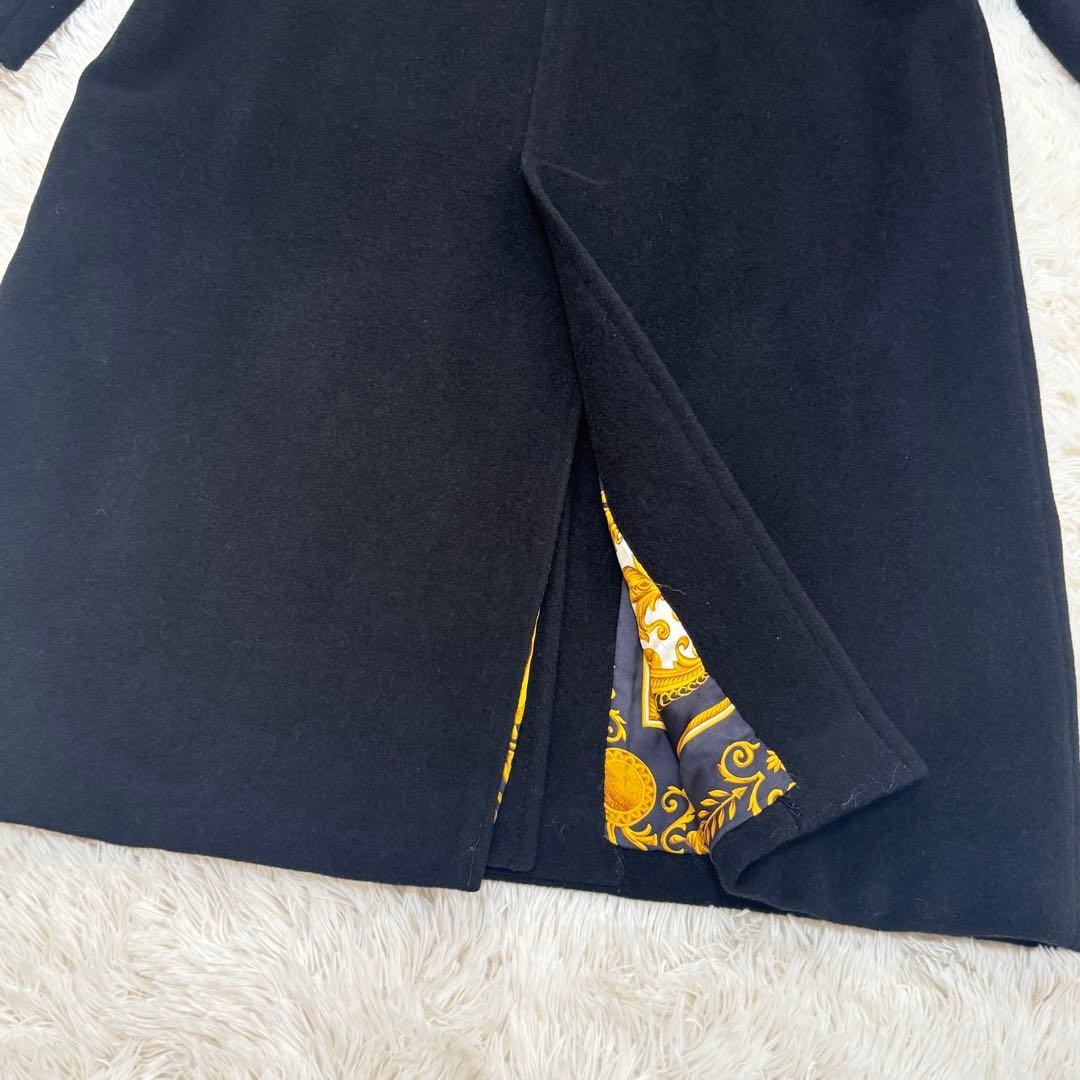 ワ*子様 HERNO ヘルノ チェスターコート ロング モヘア混 裏地スカーフ柄