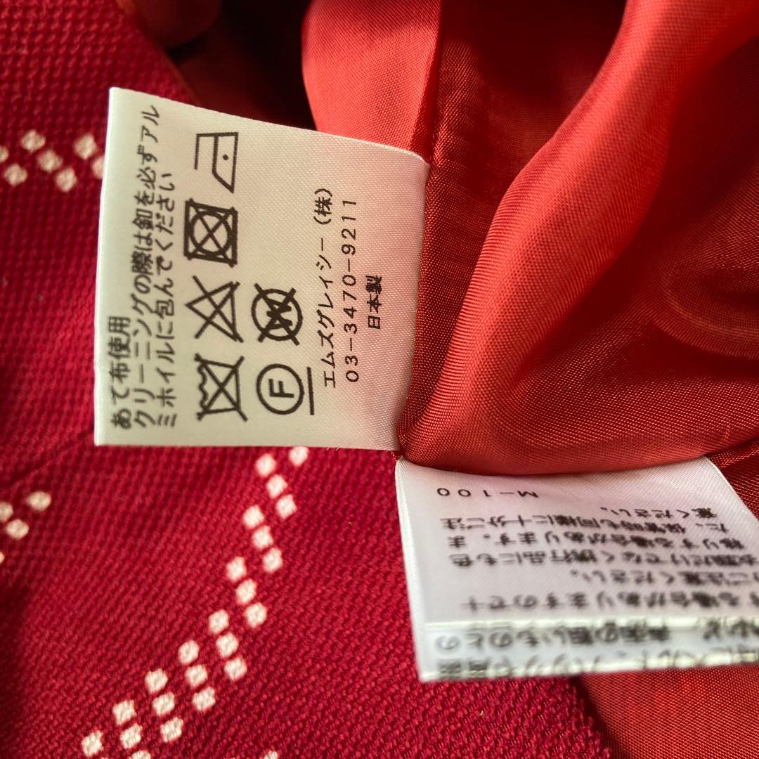 【美品】ハートモチーフニットワンピース　ニット　ウール　38 レッド