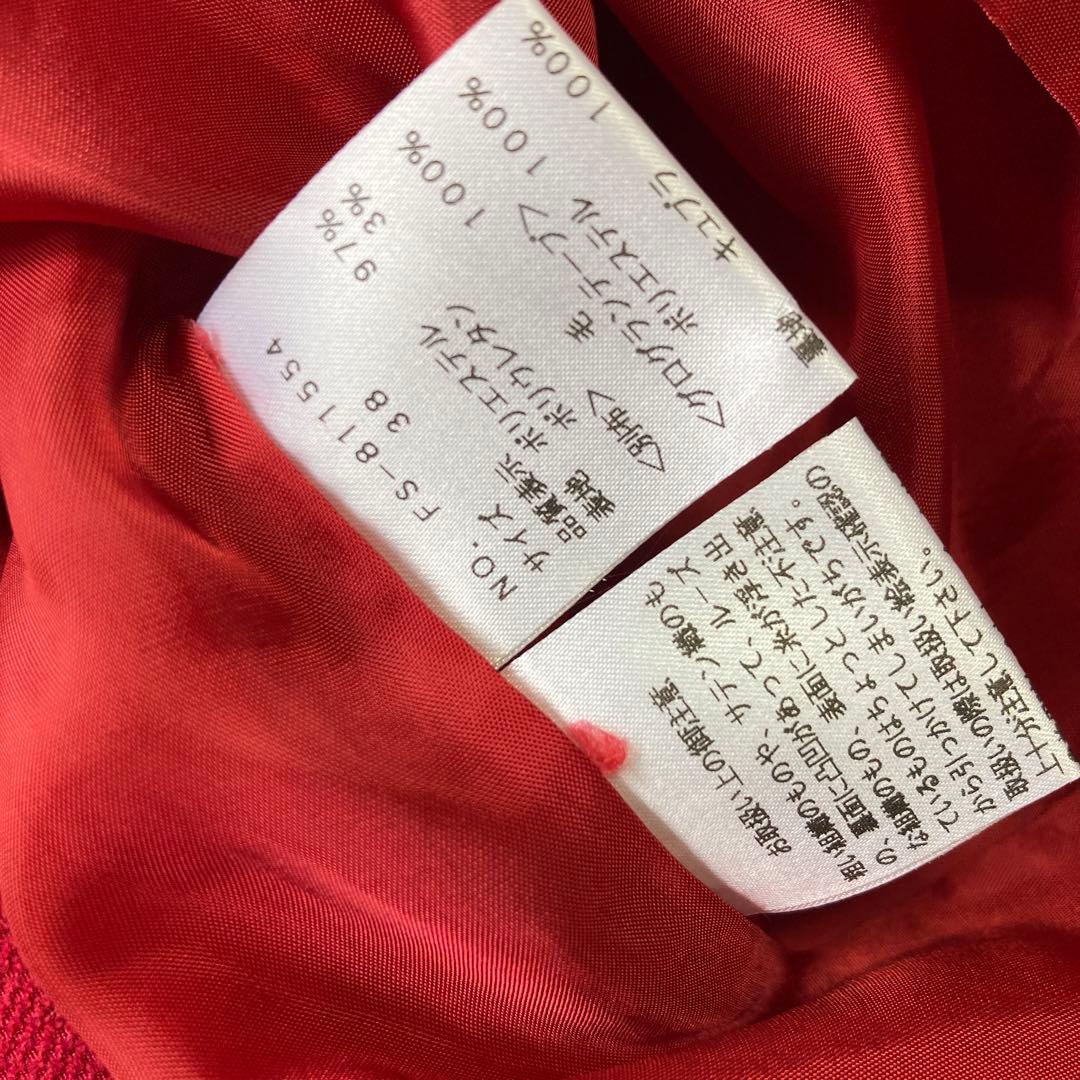 【美品】ハートモチーフニットワンピース　ニット　ウール　38 レッド