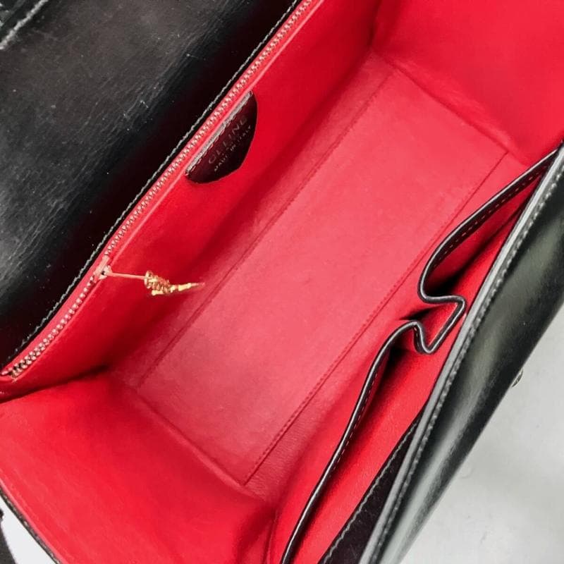 三連金具● セリーヌ 2927 ハンドバッグ 黒 ガンチーニ ゴールド金具