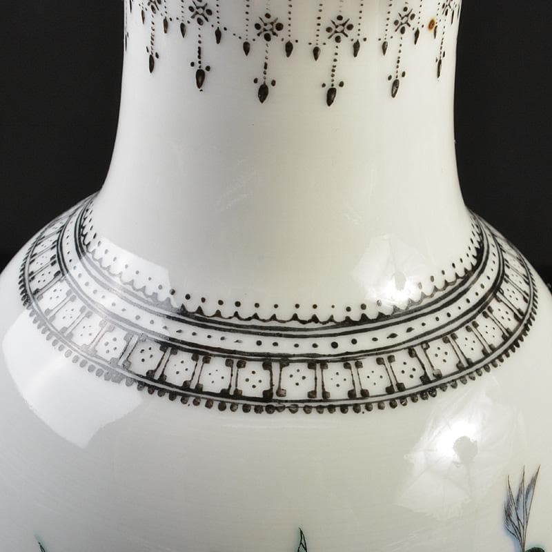 中国 景徳鎮製 粉彩 漢詩孔雀牡丹文瓶 C 6620 - メルカリ