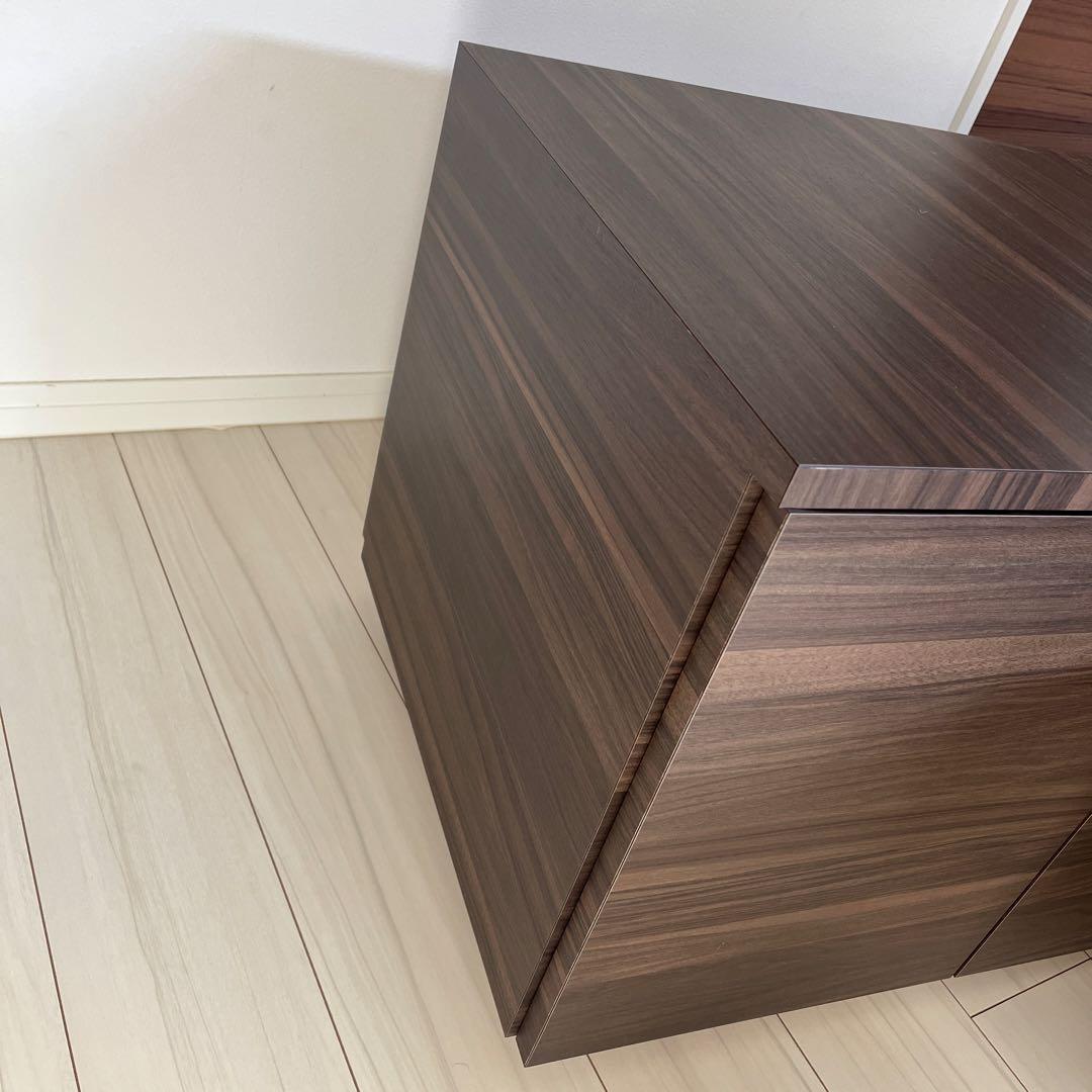 ダークブラウン 木製 テレビボード ガラス扉付き　フルオーダー　日本製