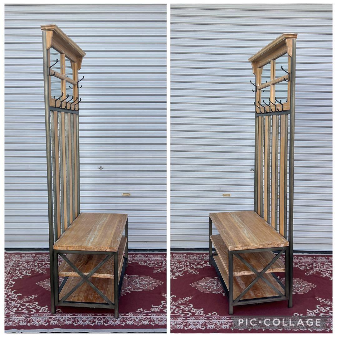 インダストリアル◼︎鉄アイアンフレーム ホールツリー ベンチ×コートハンガー