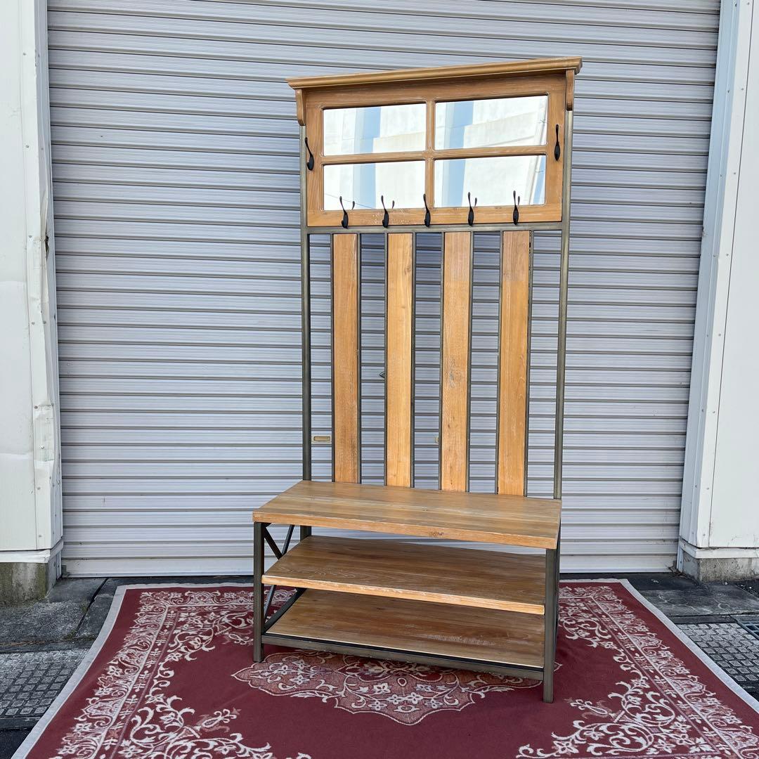 インダストリアル◼︎鉄アイアンフレーム ホールツリー ベンチ×コートハンガー