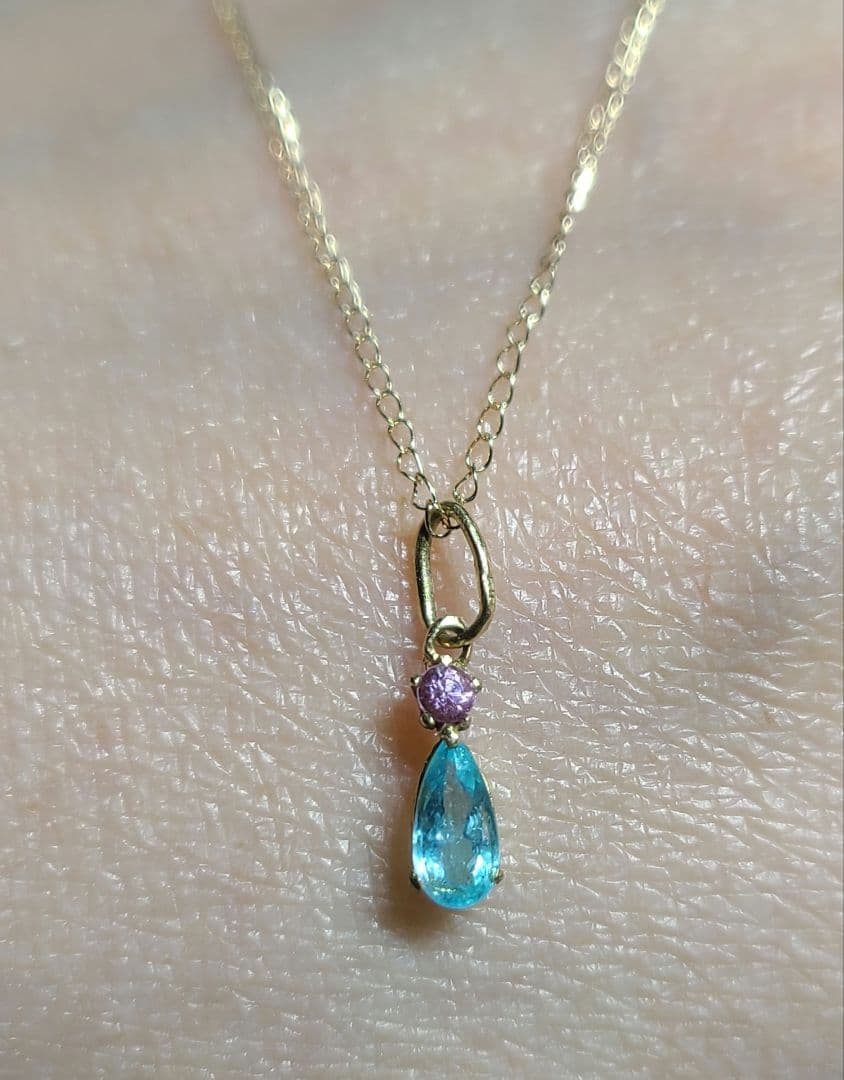 専用ページ★バターリャパライバトルマリン&パパラチペンダントトップ18金★