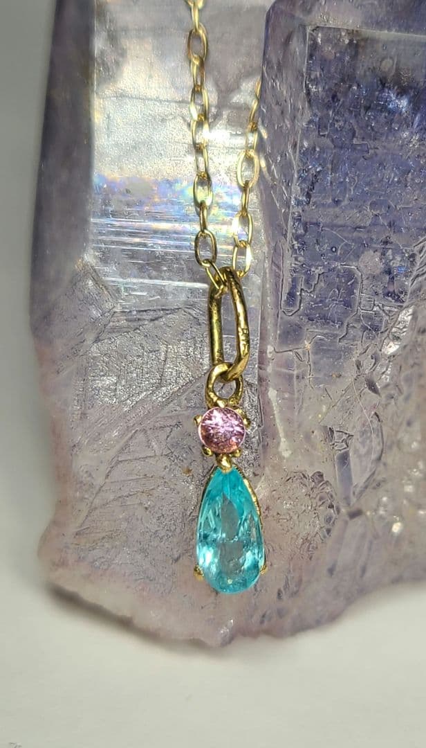 専用ページ★バターリャパライバトルマリン&パパラチペンダントトップ18金★