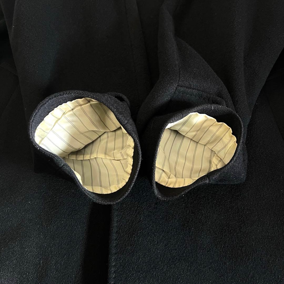 美品　高級カシミヤ100％　ロングコート ステンカラーコート 濃紺　ネイビー