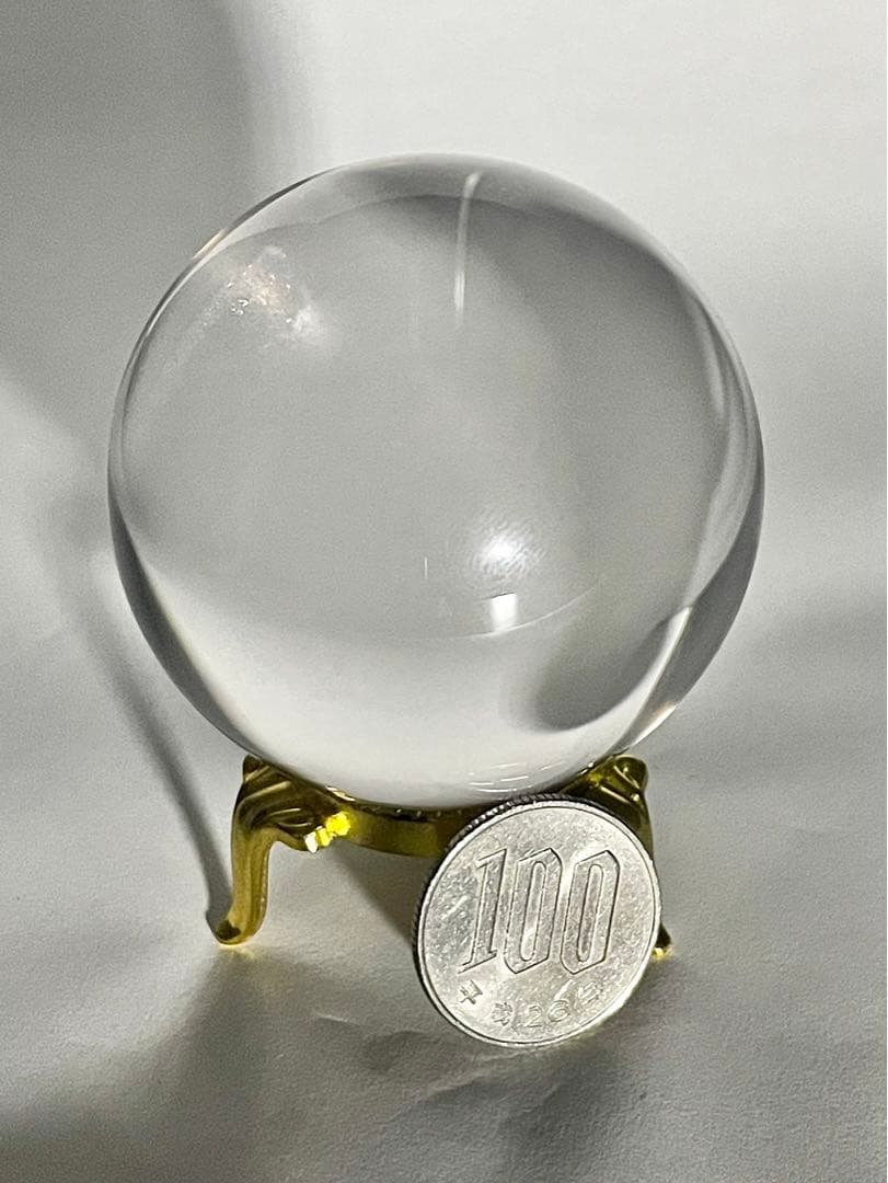 天然水晶球 57.4mm(一寸九分) AAA級 完全無瑕 無色透明 鑑別書付
