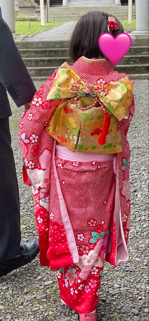 七五三　着物　7歳　正絹　フルセット　赤　ピンク　絞り柄