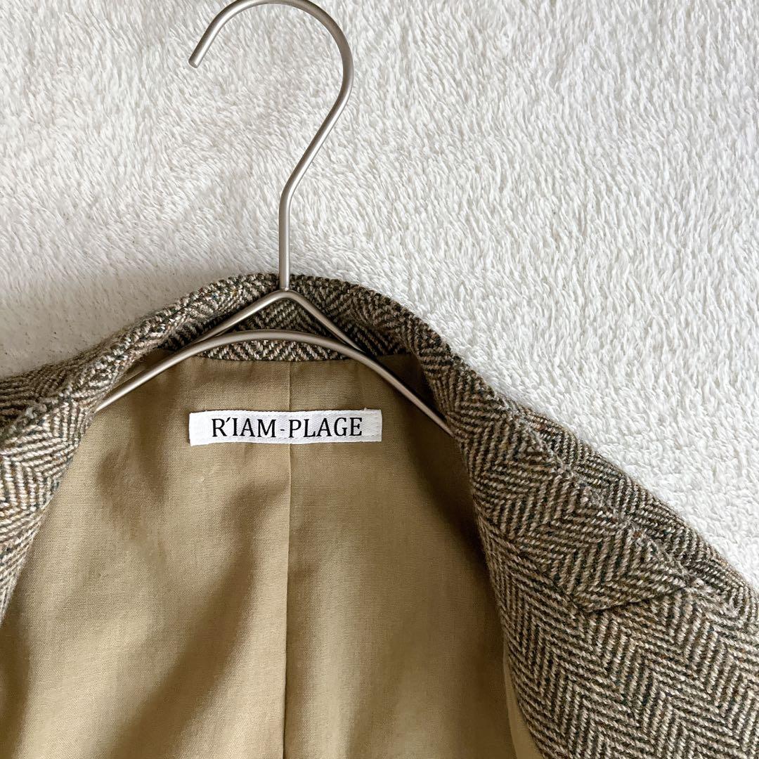 極美品☆RIAM PLAGE ヘリンボーン ノーカラージャケット ダブルブレスト