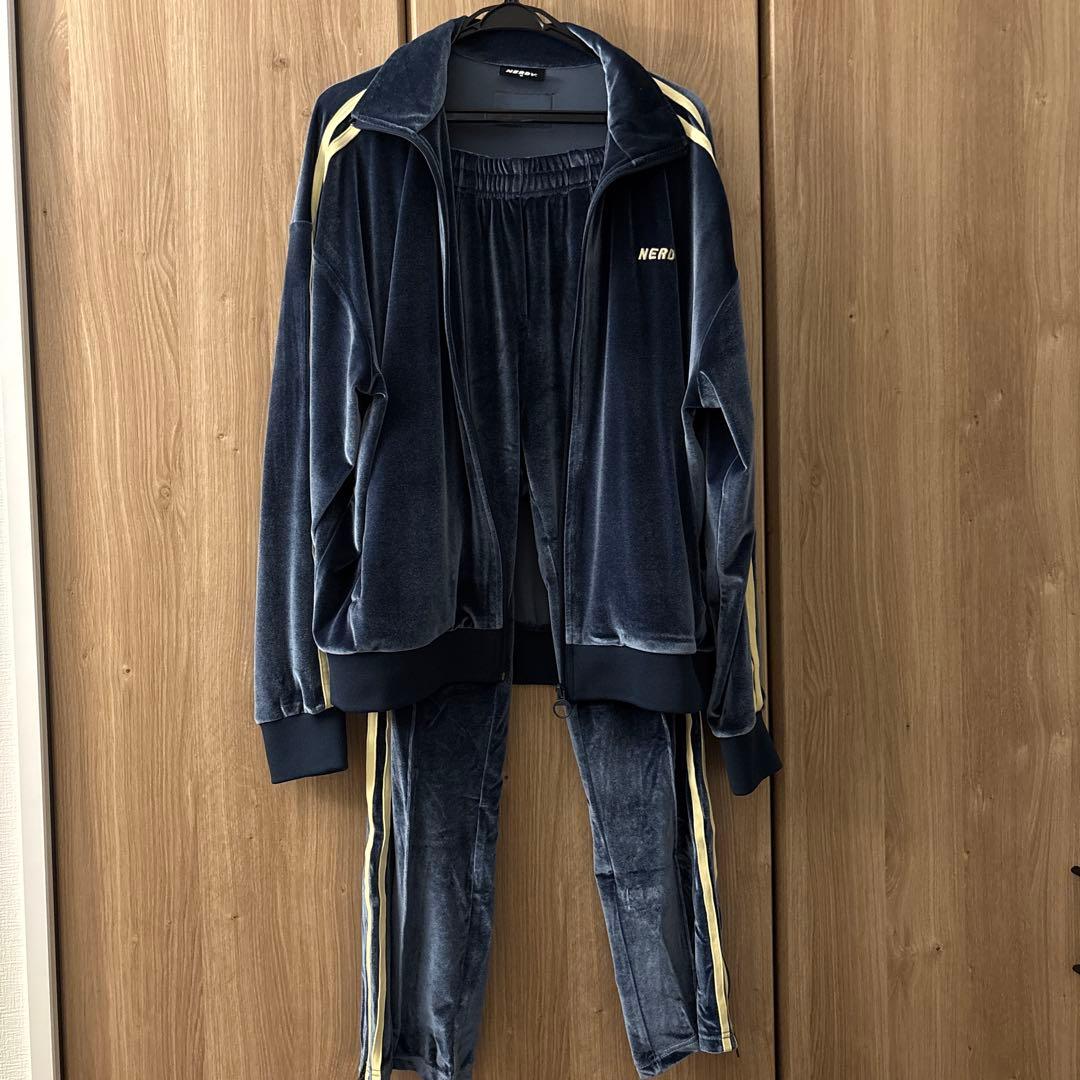 美品✨NERDY ノルディ ベロア ジャージ セットアップ ネイビー 光沢感