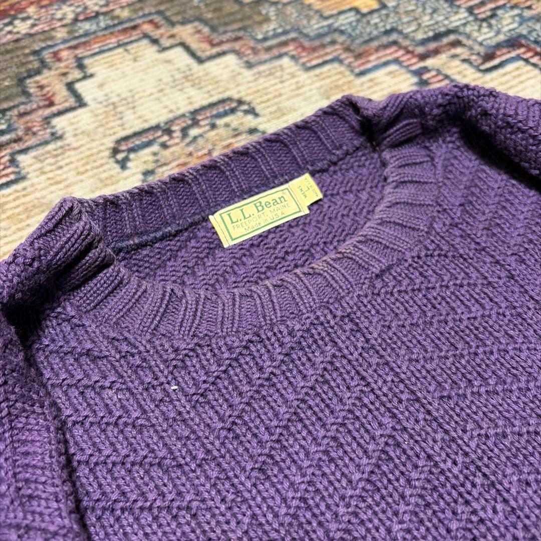90s L.L.Bean made in USA パープル ヘリンボーンニット