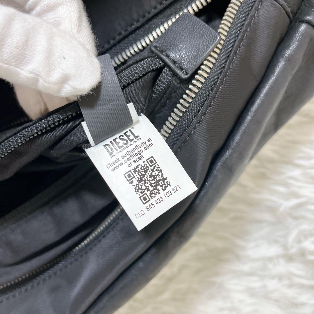 希少】DIESELディーゼル ウォッシュド ワックスレザー ボディバッグ 黒