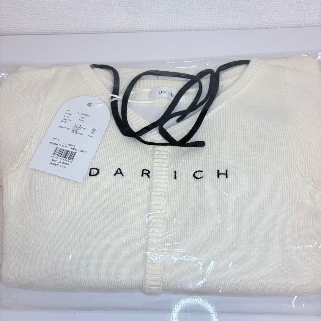 ダーリッチ Darich ウエストオープンリボンデザインニットミニワンピース 白