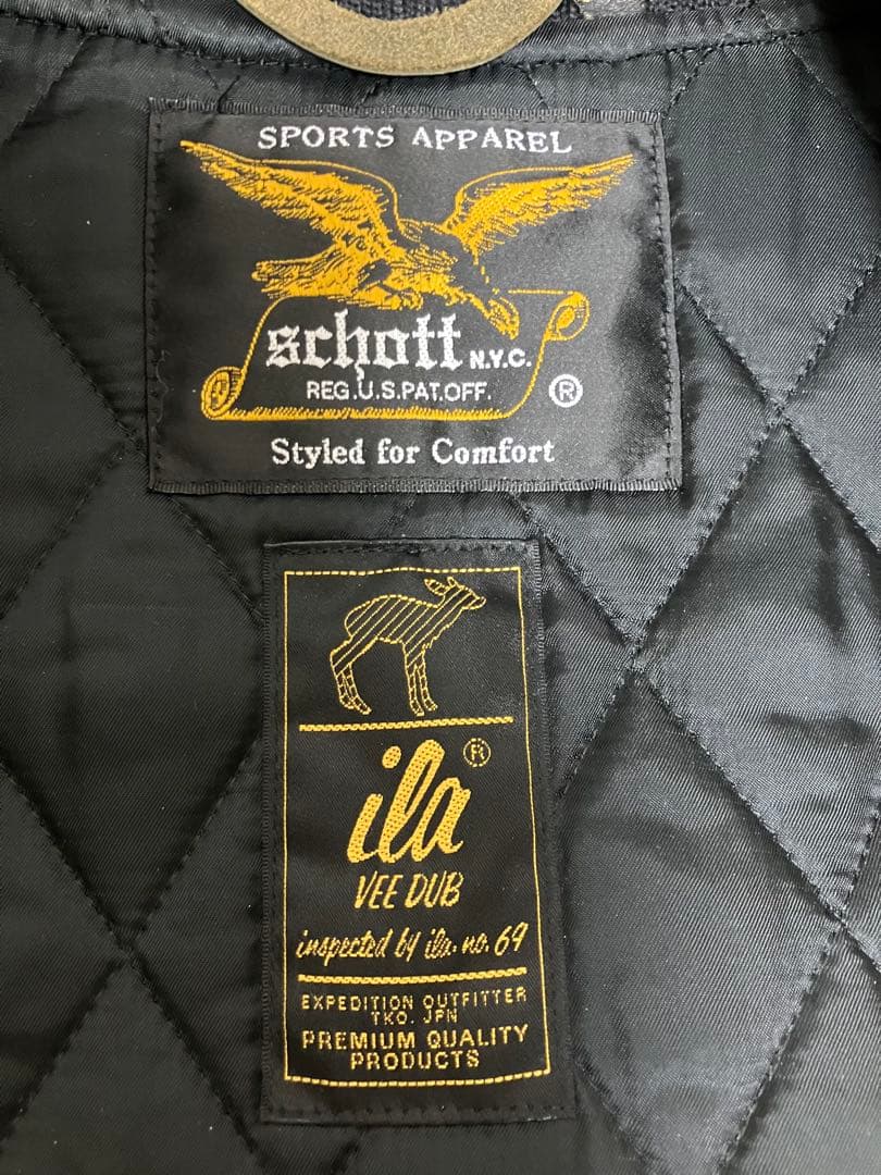 ○ 中古SCHOTT×ナノユニバース 総刺繍ウールスタジアムバーシティ