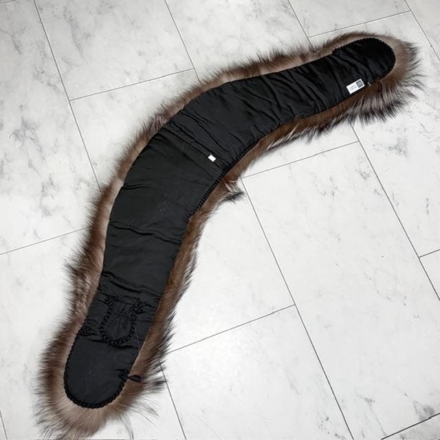 新品未使用★サガフォックス リアルファー ロング肉厚ストール 焦げ茶、毛先は白