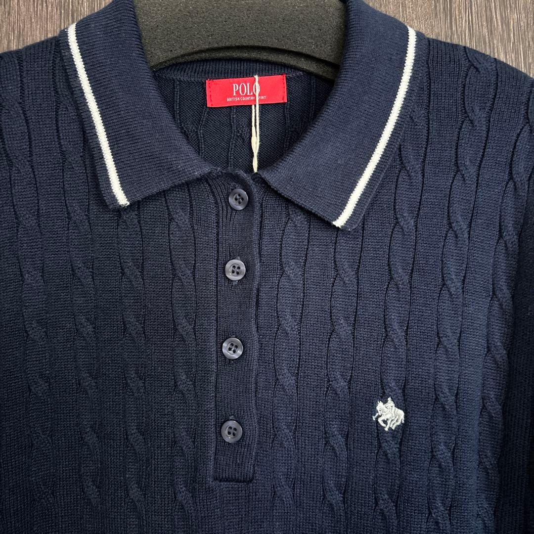 新品！リランドチュール（POLO BCSコラボ）ケーブルポロニットワンピース紺Ｍ