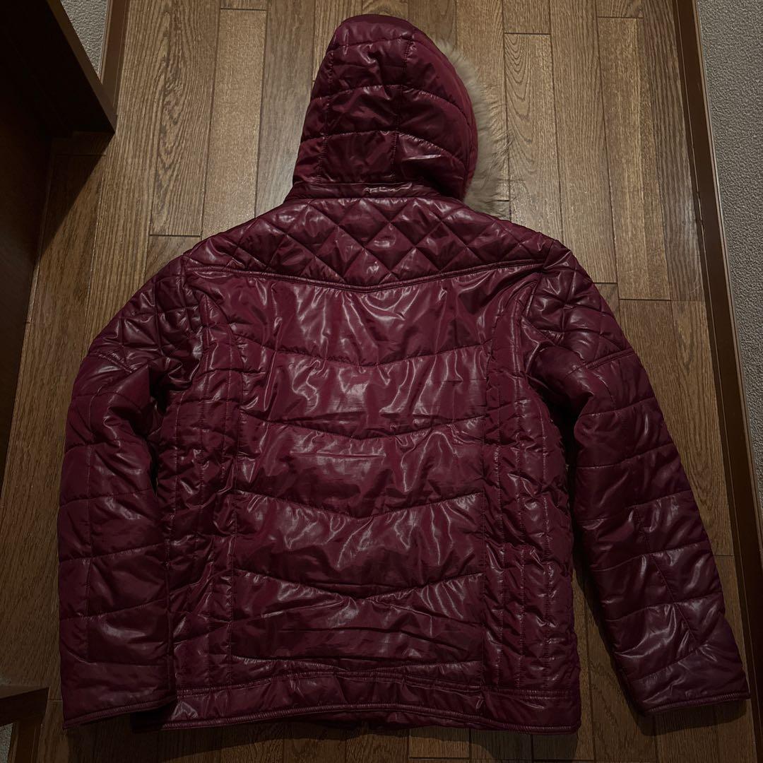 ファー付き　ダウン　ベスト　Y2K グランジ　お兄系　赤