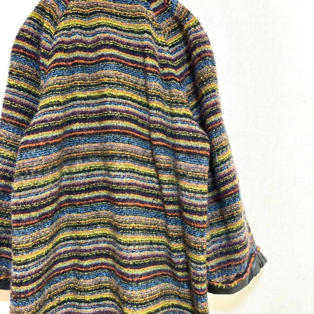 MISSONI ロングコート 緑マルチカラーボーダー 緑 アウター 長袖 防寒