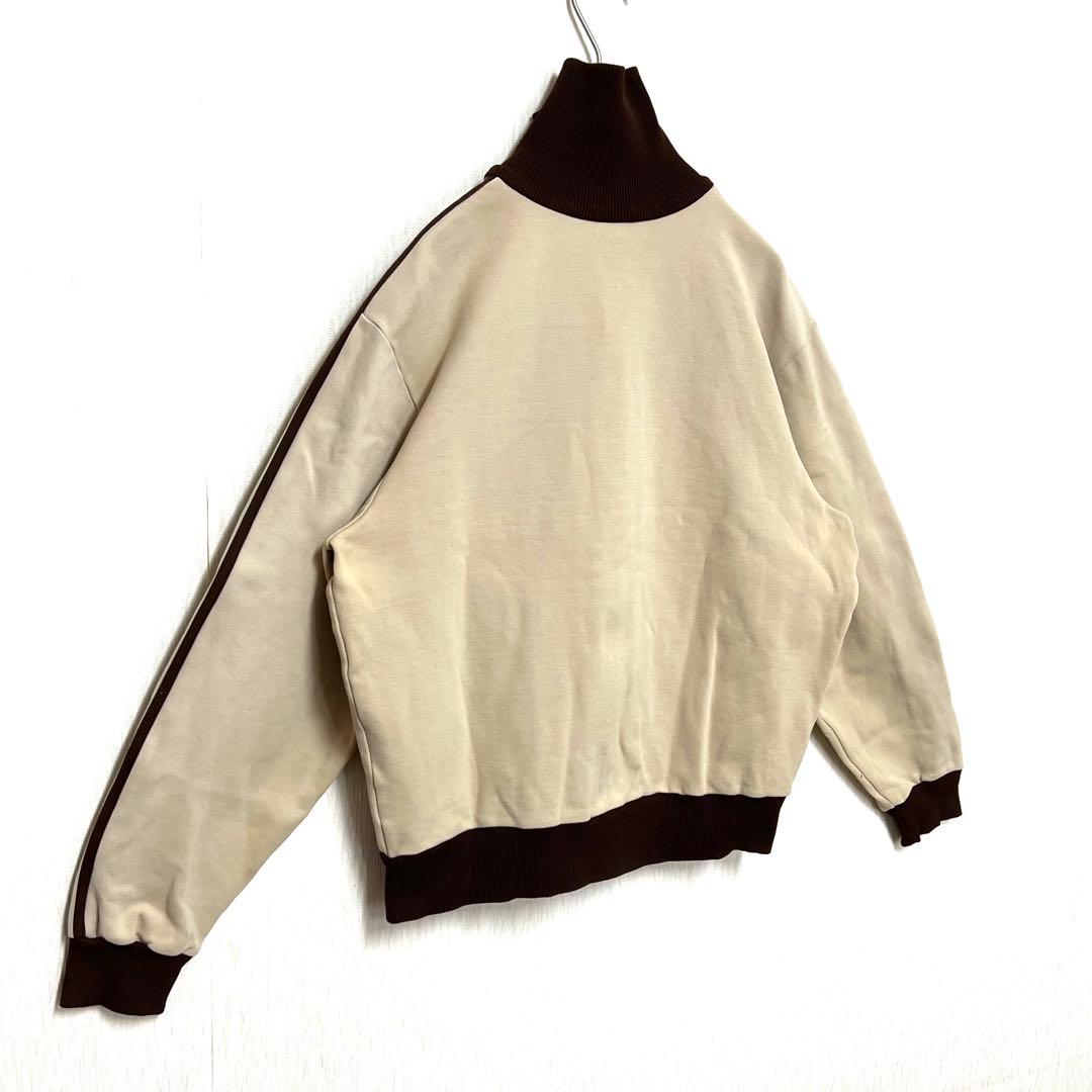 【小さいサイズ】 希少adidasトラックジャケット デサント製 ベージュ 古着