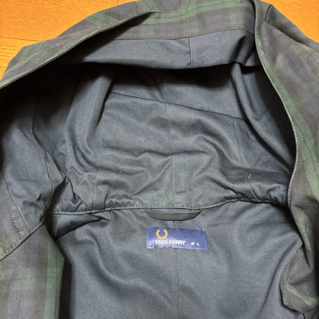 大幅値下げ！　フレッドペリー グリーン系チェック モッズコート Lサイズ