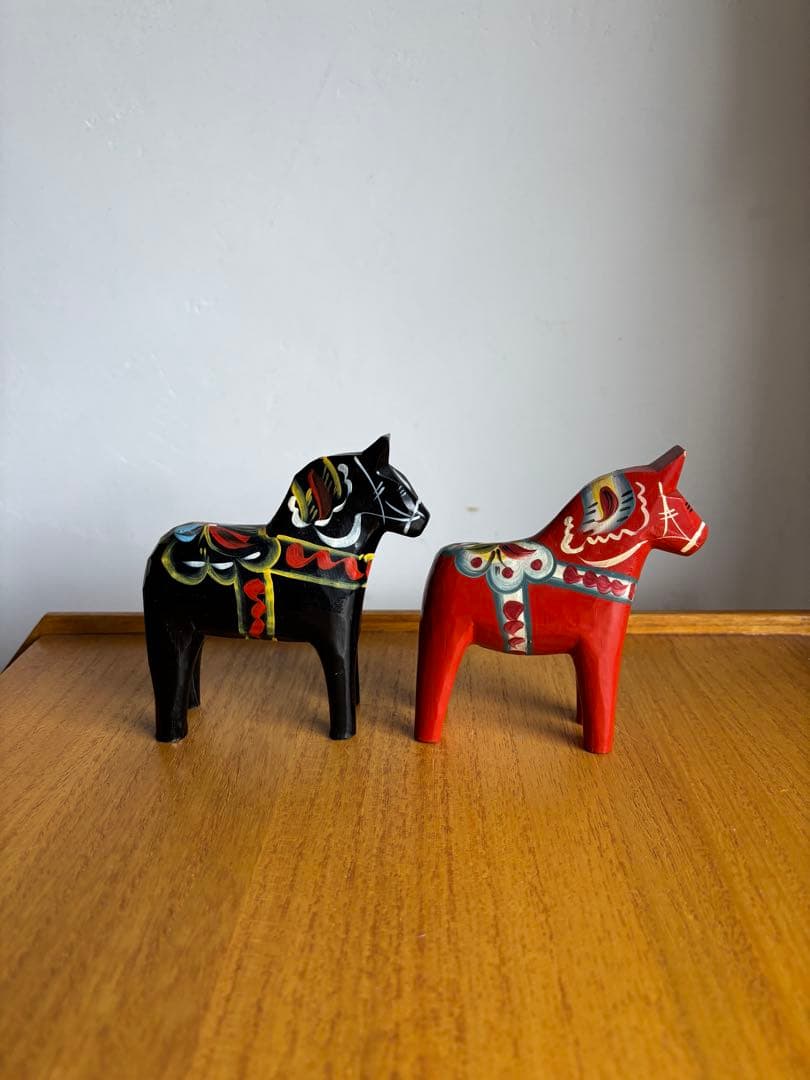 Grannas社　ダーラナホース　ビンテージ　赤と黒2点セット