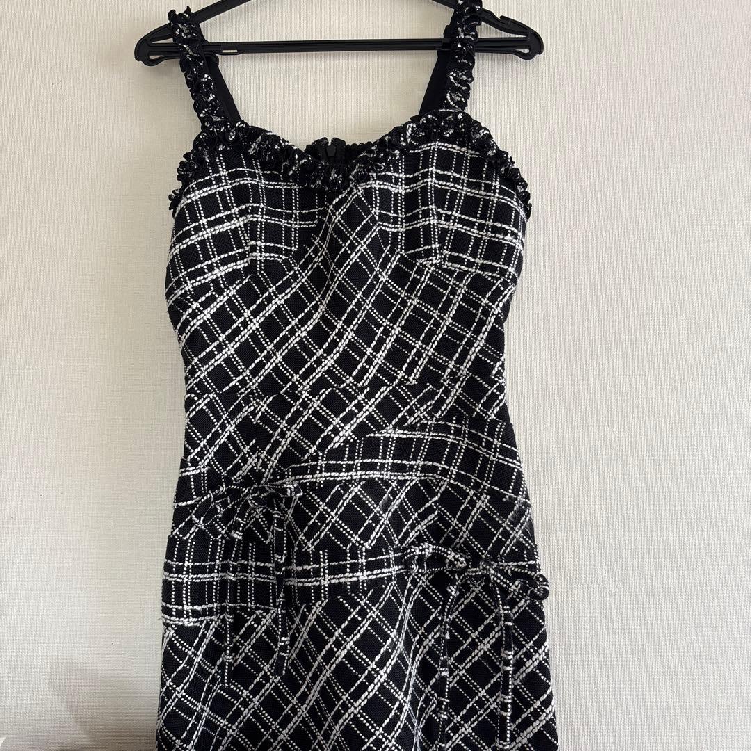 Darich ツイードチェックリボンミニワンピース