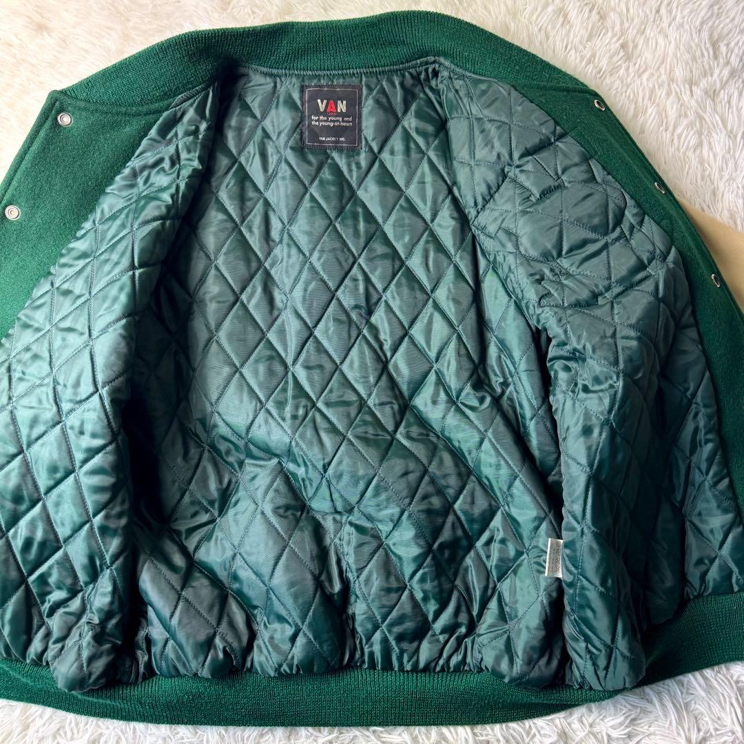 美品/希少✨VAN JACKET スタジャン袖レザーアーチロゴLL