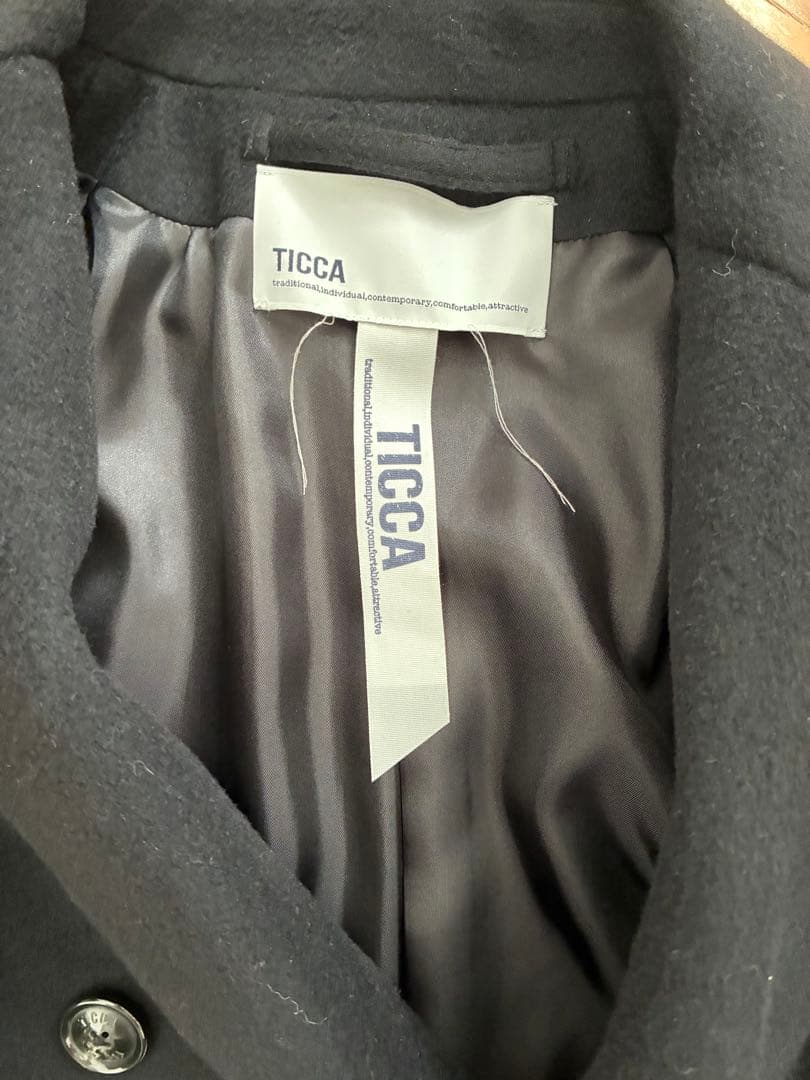 ティッカ　スピックアンドスパン　ブラック テントコートロングコート25AW