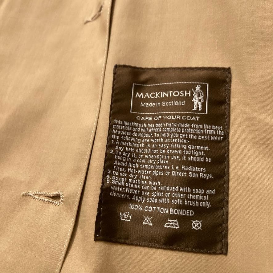 【大人気】マッキントッシュロンドン ゴム引きコート 茶タグ 38 ベージュ
