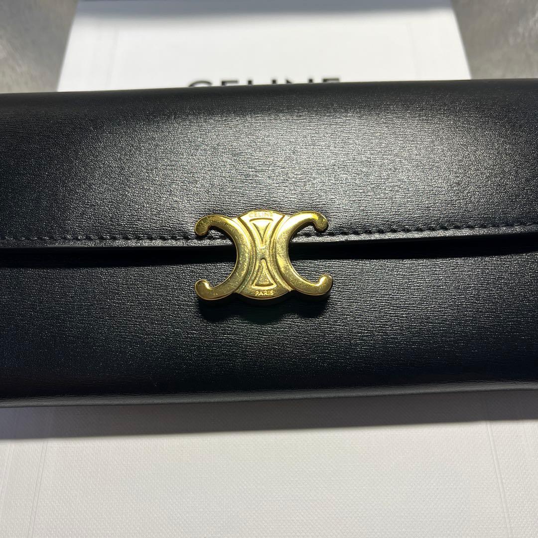 美品　使用期間わずかCELINE トリオンフ黒 レザー 長財布