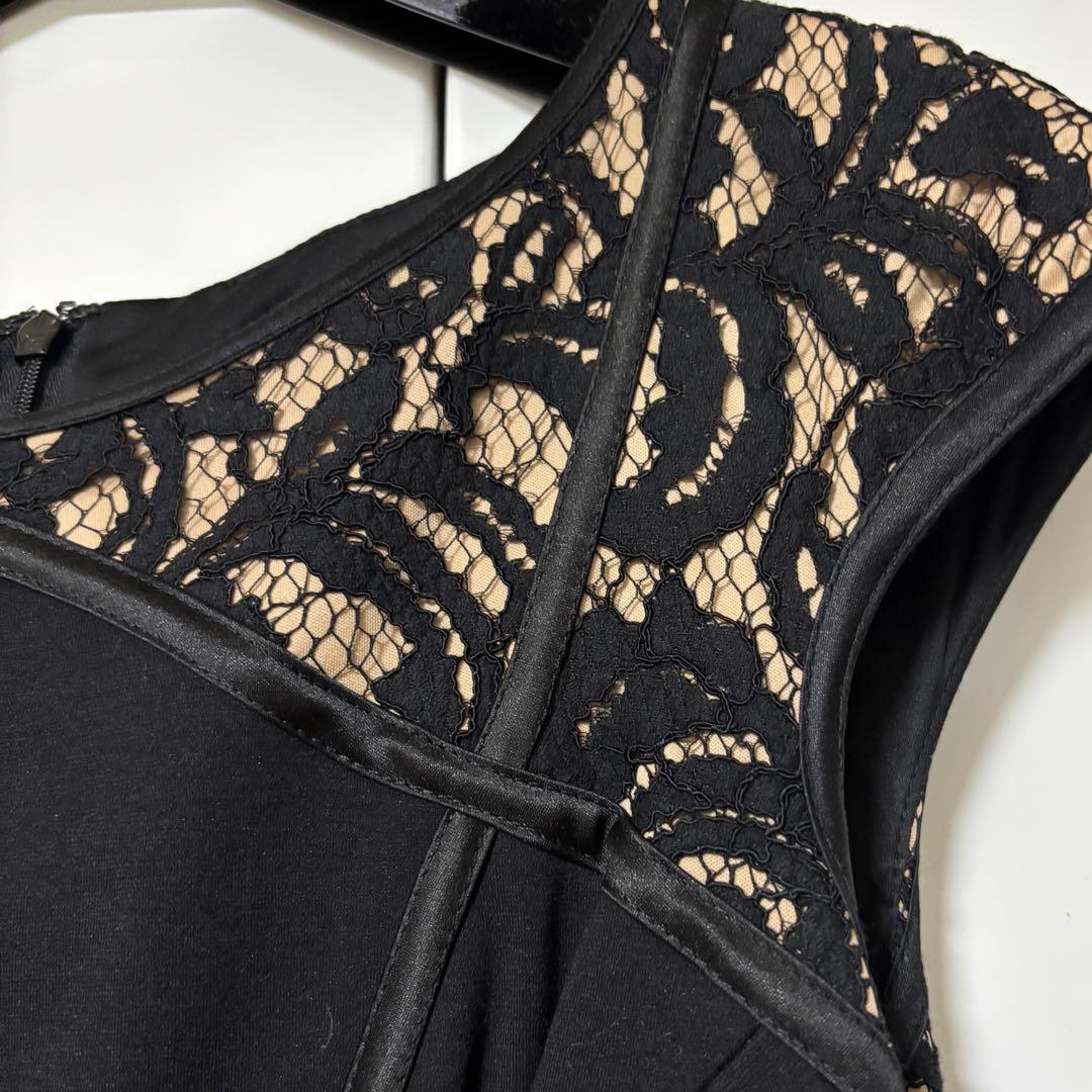 TADASHI SHOJI ブラックレースノースリーブタイトドレス