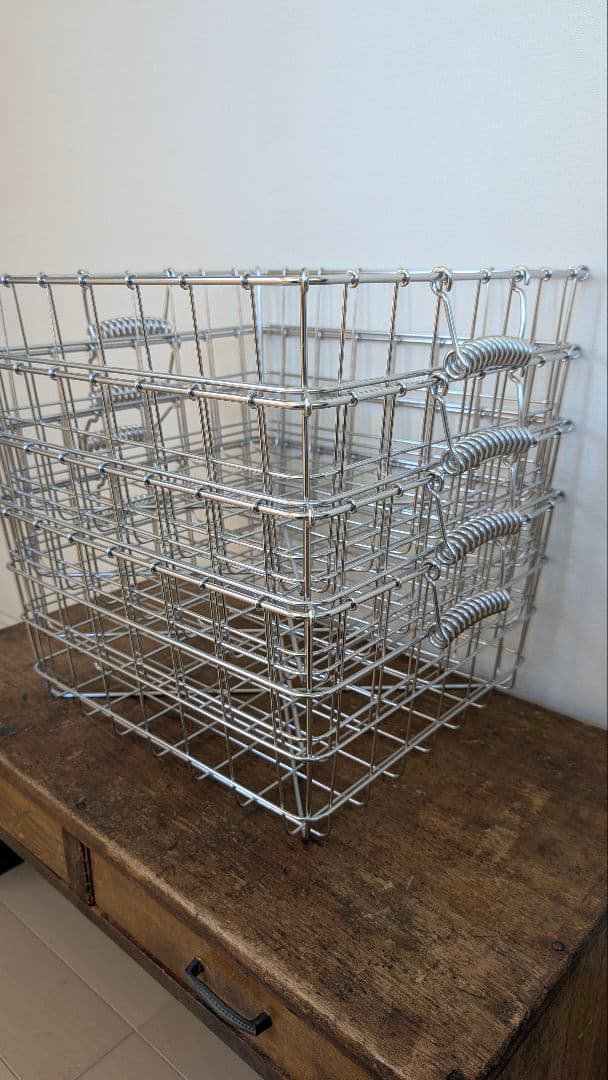 [美品] ステンレス製　給食カゴ　ワイヤーバスケット　4つセット imgrc0079852210.jpg