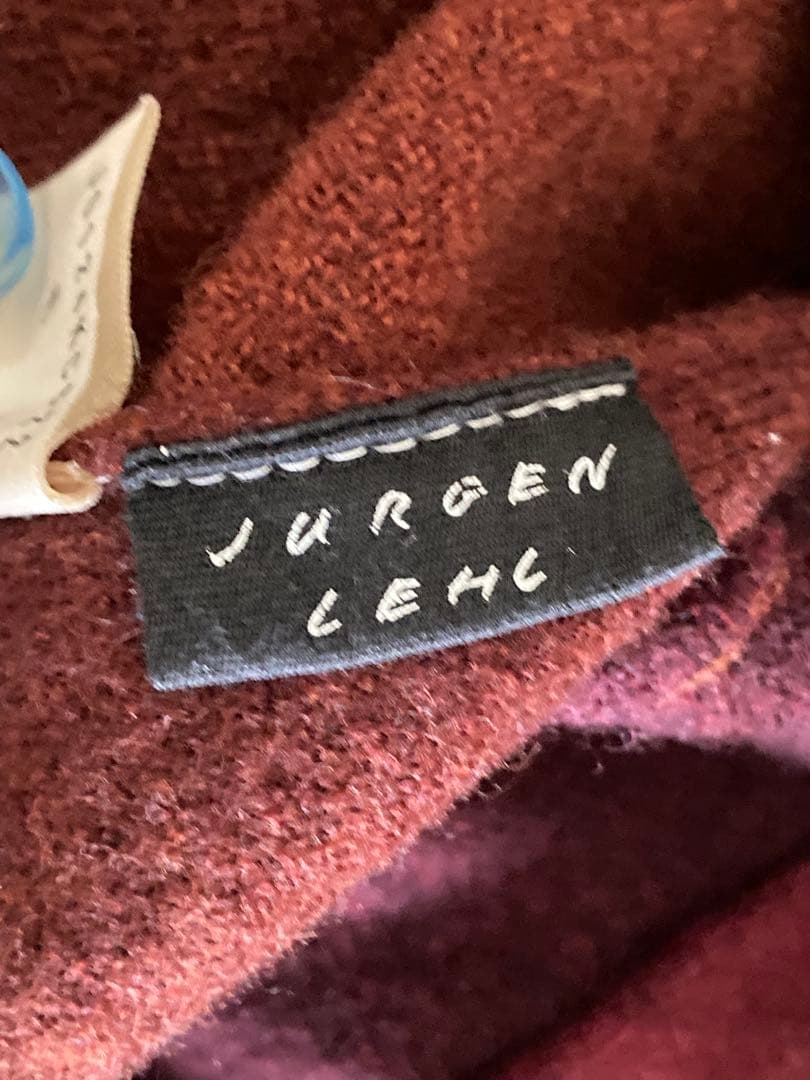 ヨーガンレール　パッチワーク風ニットロングコート　赤紫茶系 大きめゆったりサイズ