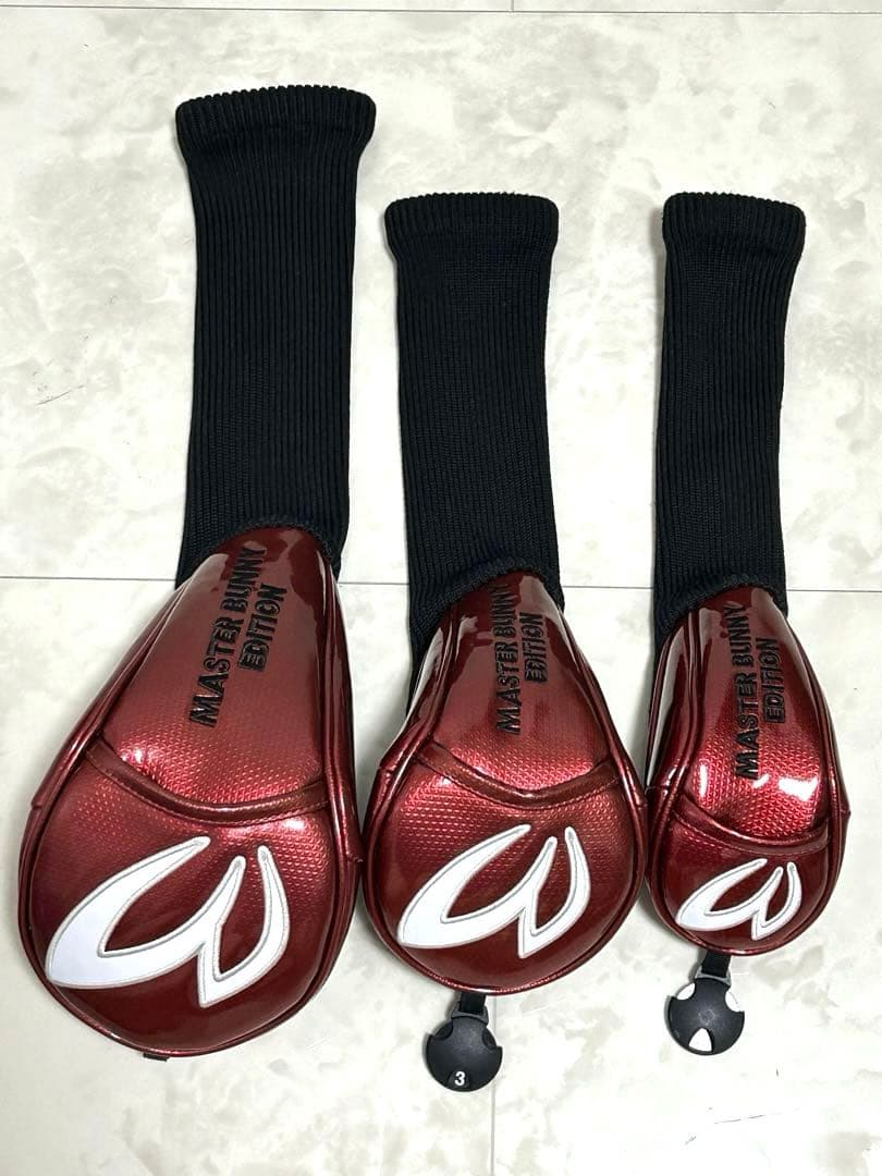 美品　マスターバニー　ツアーレッド　キャディバッグ　ヘッドカバー　エナメル　６点