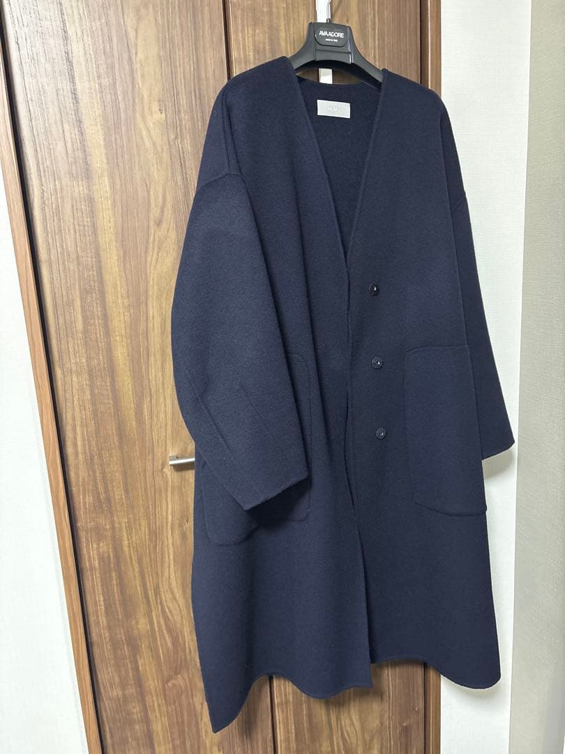 「今期購入 hLM ウールコート ネイビー サイズ38 美品」