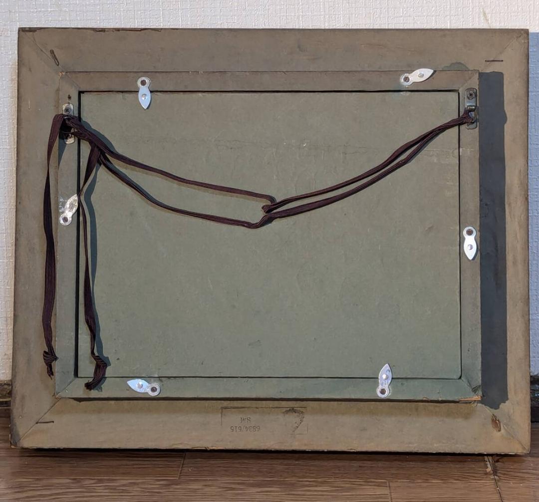 真作】絵画 油彩SM（板絵） 田園風景 温もりあふれる郷愁の風景 V192