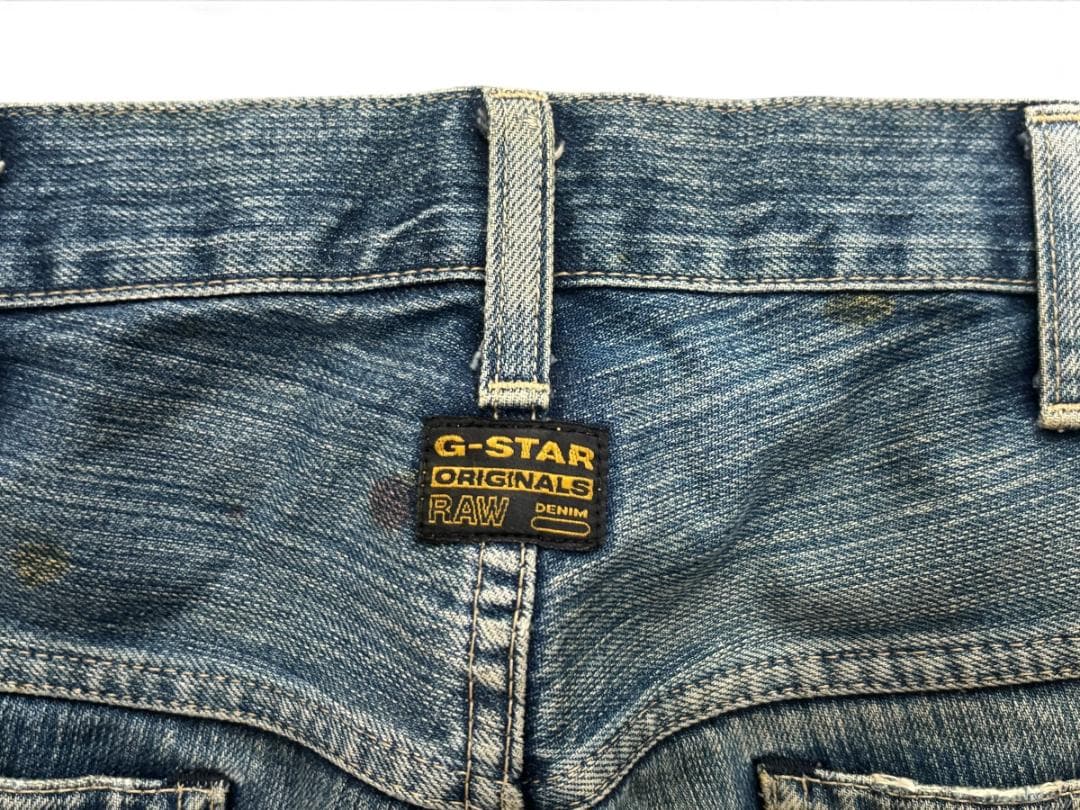 ≪G-STAR RAW≫ ペイントヴィンテージ加工 立体裁断デニムジーンズ