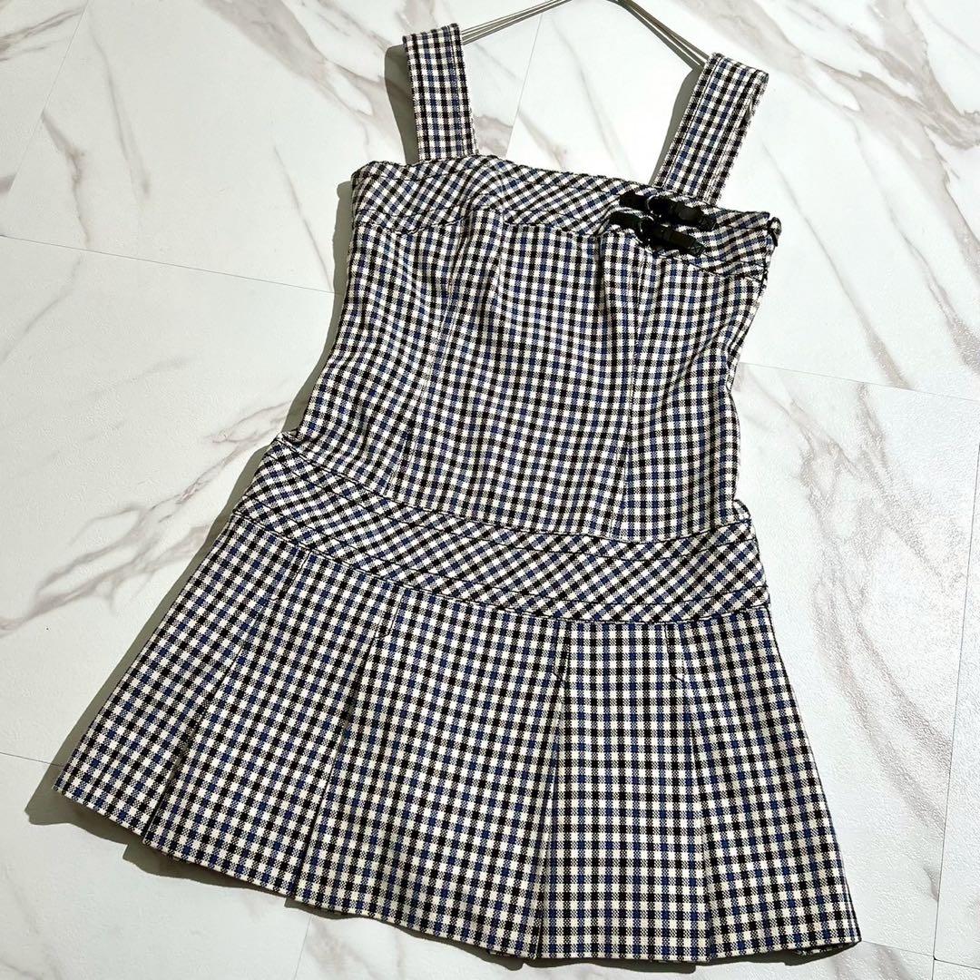 【極美品】バーバリーブルーレーベル キャミワンピース ギンガムチェック ベルト