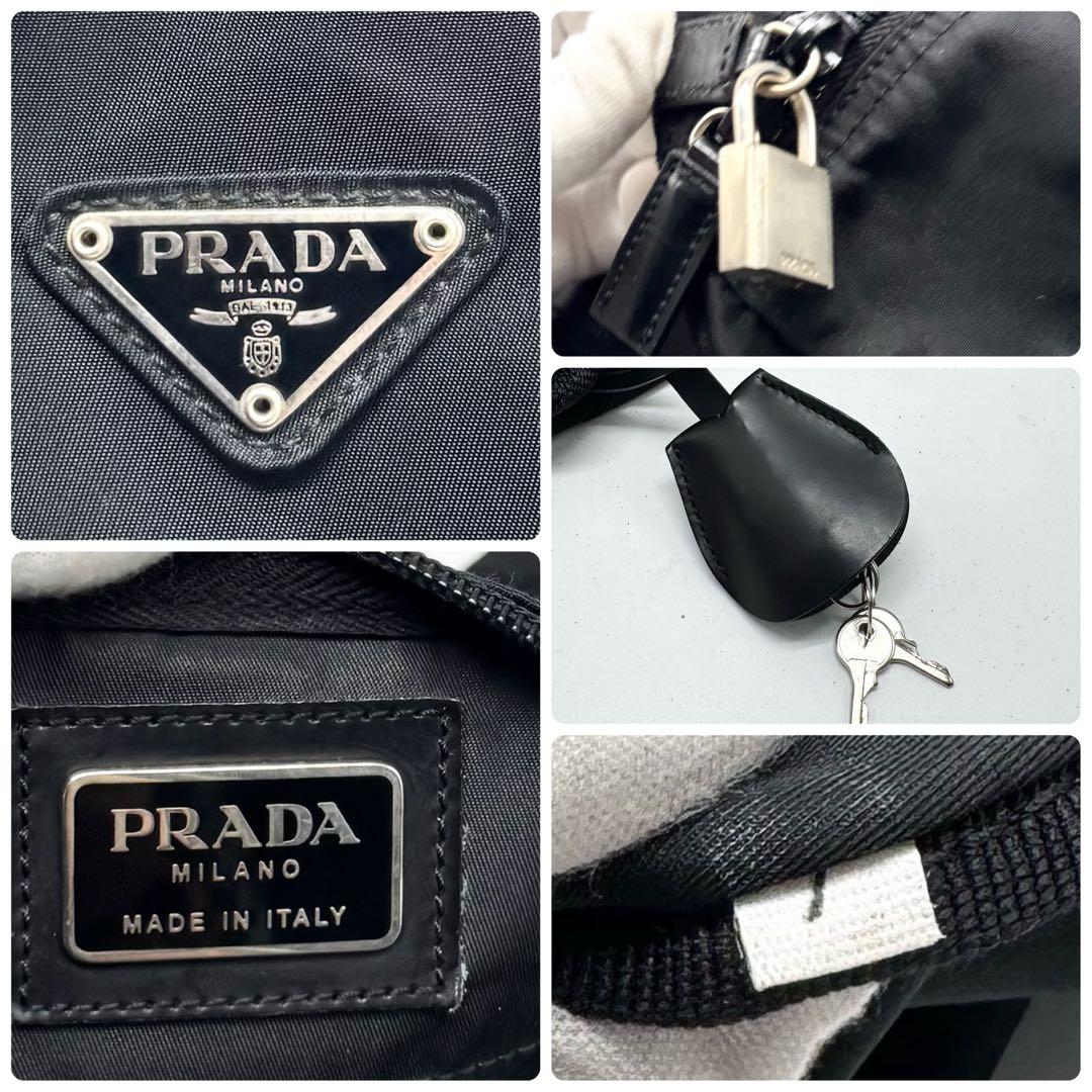 【極上美品】プラダ 2way ボストンバッグ レザー 南京錠 鍵付き ナイロン