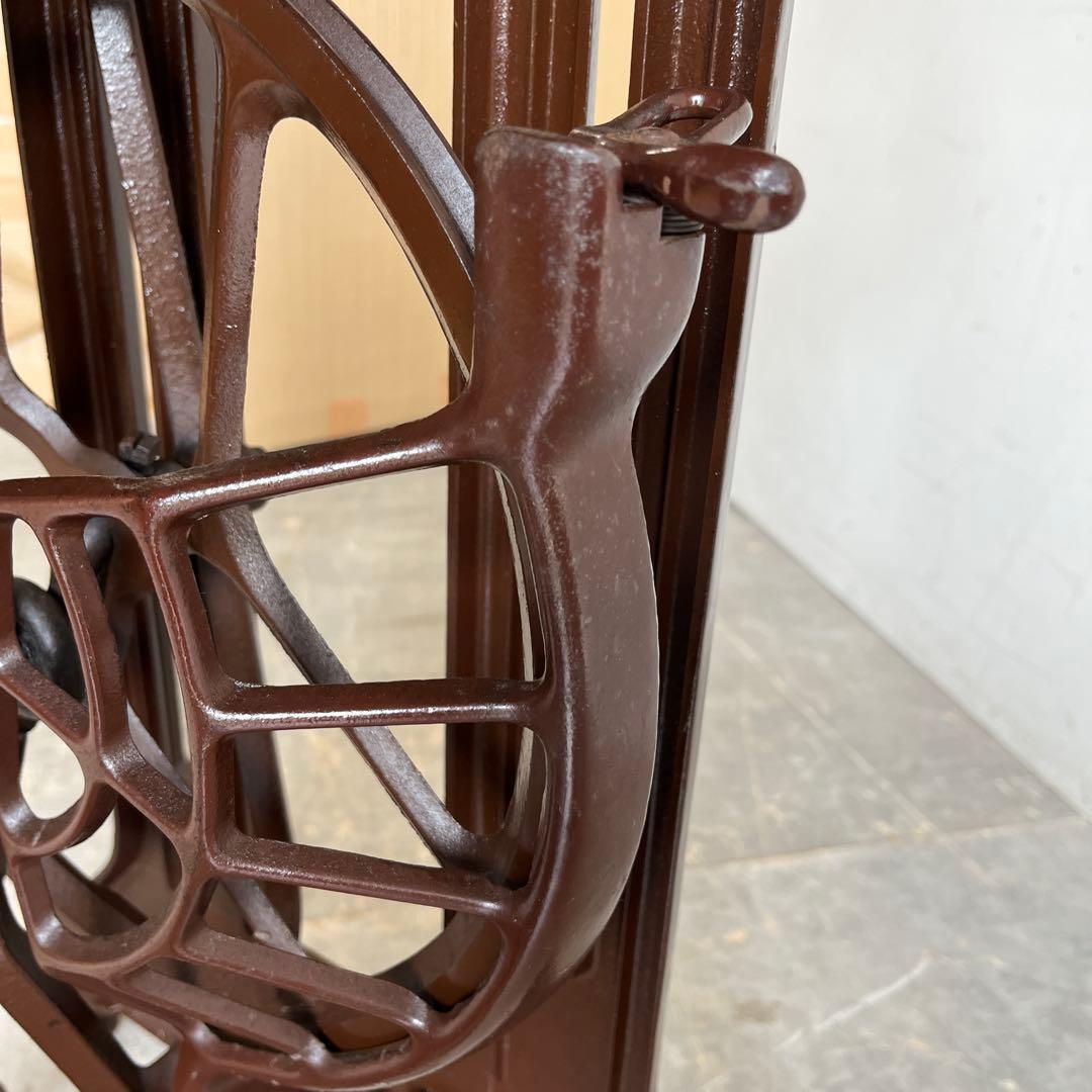 アンティーク ミシン脚 リメイク テーブル 欅 古材 一枚板 レトロ z590