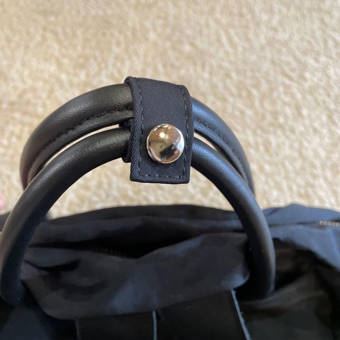 OUR レザー持ち手の2WAYリュック ブラック