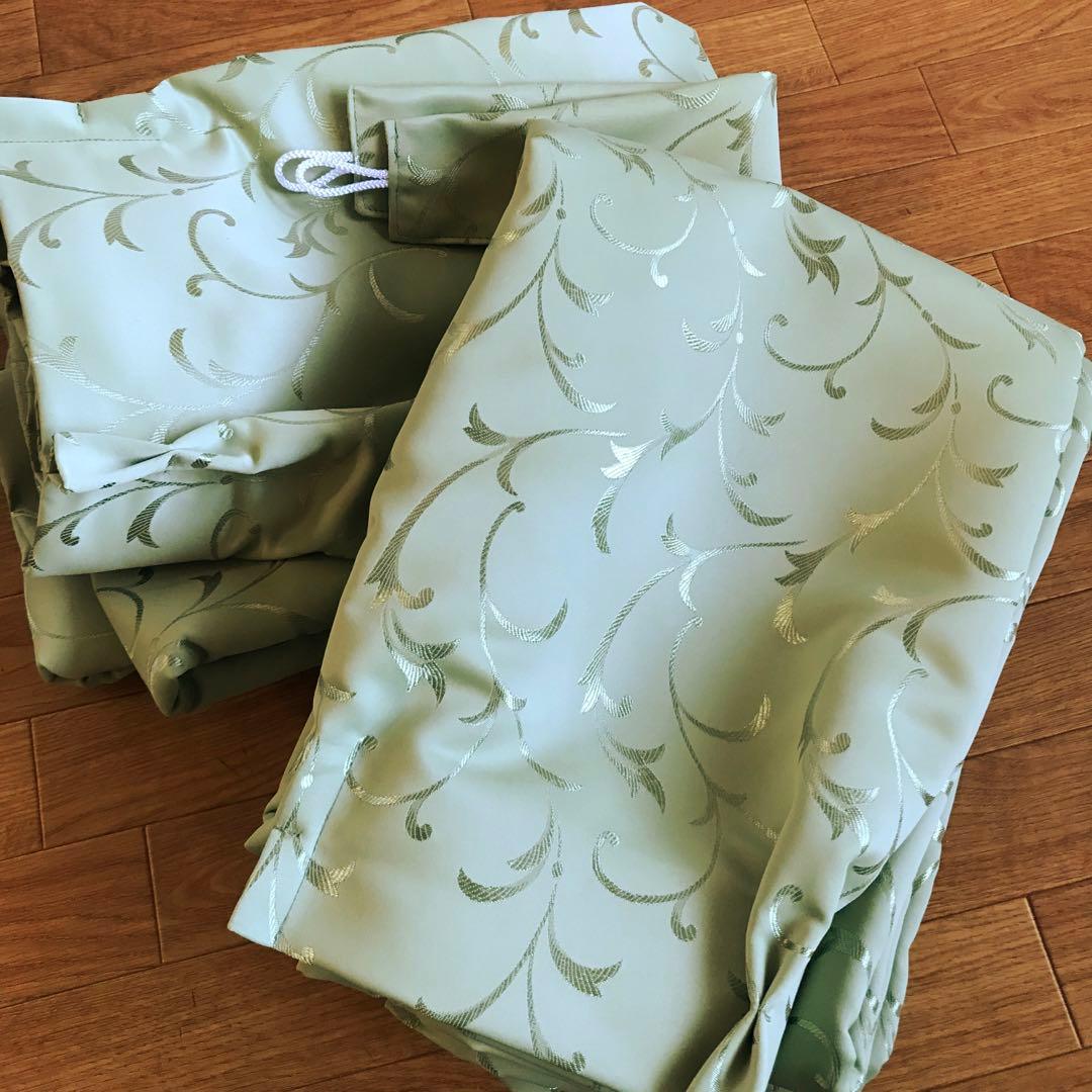 厚地カーテン 幅150cm×丈240cm2枚 グリーン