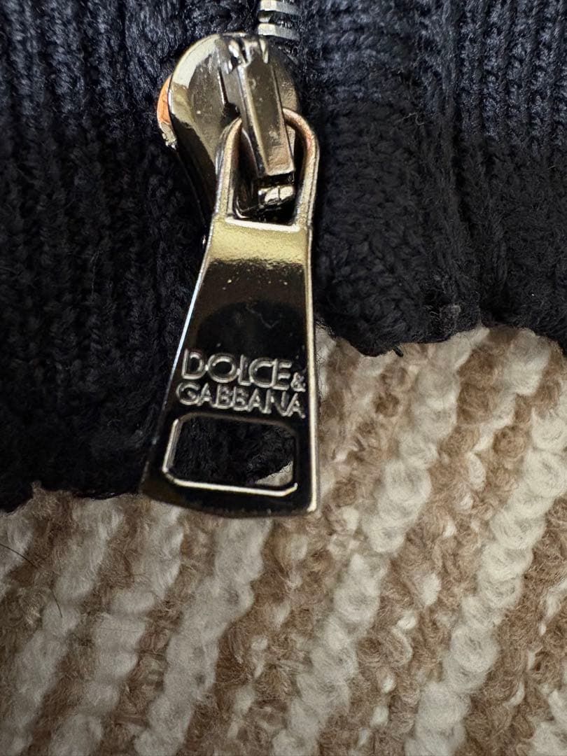 ドルチェ＆ガッバーナ　ドライバーズニット　ジップアップ　黒ニットカーディガン　L